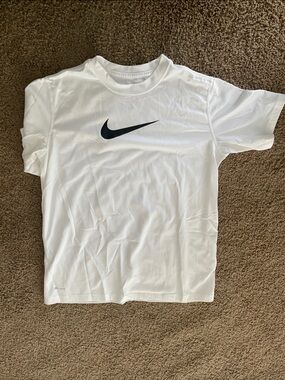 Nike White Dri-FIT Tee with Black Logo